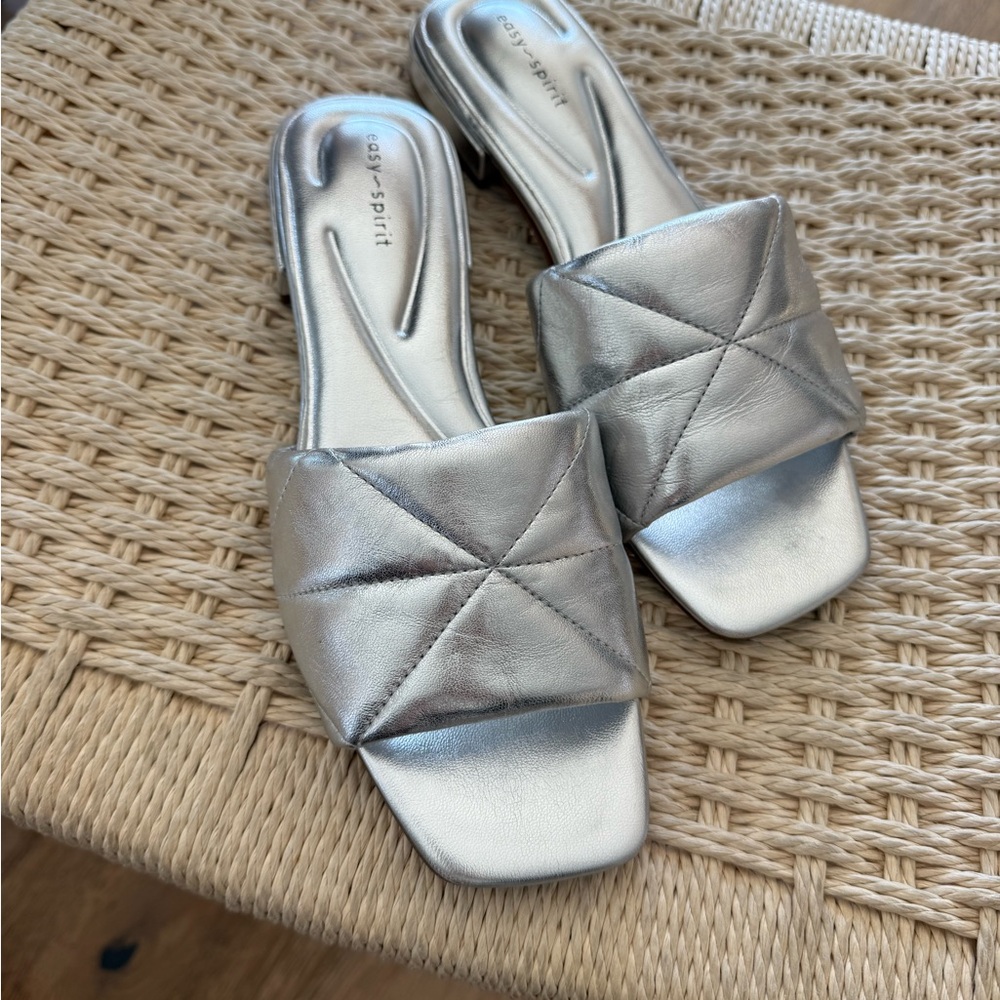 Easy Spirit Silver Women's Slide Sandals